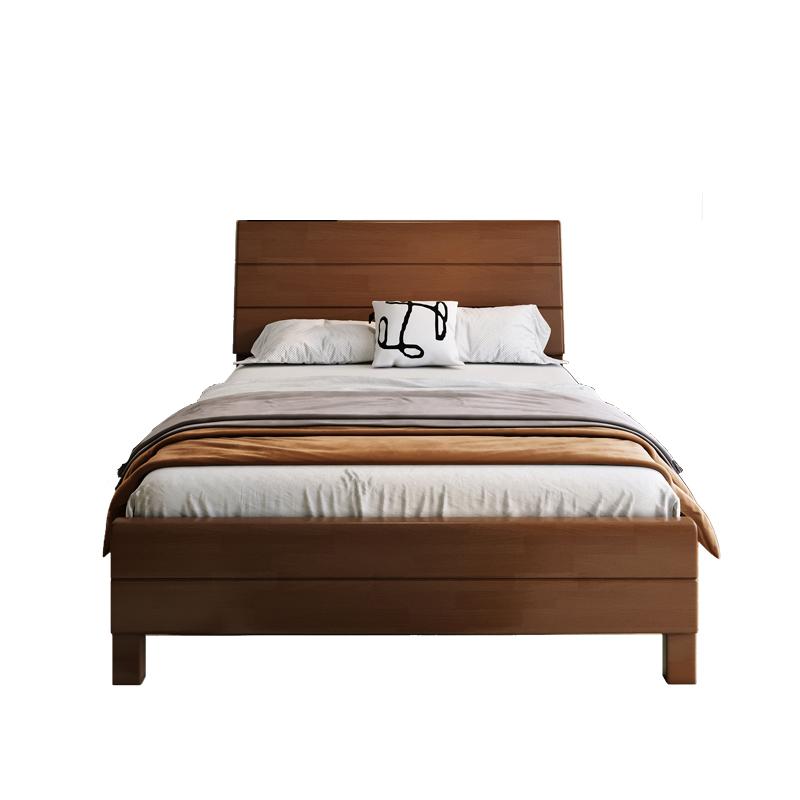 企诺 橡胶木床胡桃色，QNBa1101LF101-18HT 1800*2160*1090mm 售卖规格：1张