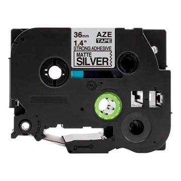 功成狮 强粘性标签色带，AZE-SM961GCDY0295 宽度36mm 银底黑字，适用于兄弟TZA系列标签机 售卖规格：1卷