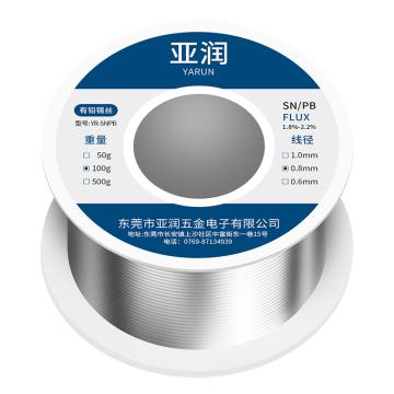 亚润 有铅锡丝 100g/线径0.8mm，YR-SNPB-100-08 售卖规格：1卷