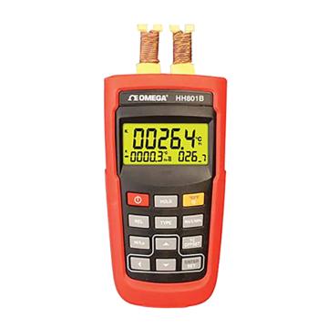 OMEGA 手持式数字温度计，HH801B 双通道 输入信号：K/J/T/E 无USB端口 售卖规格：1个