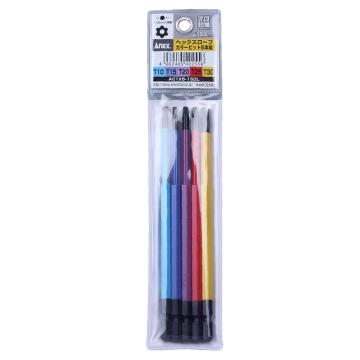 安力士牌 Anex ACTX5-150L 中孔梅花星形彩色批头，T10/T15/T20//T25/T30(5支装) 售卖规格：5支/包