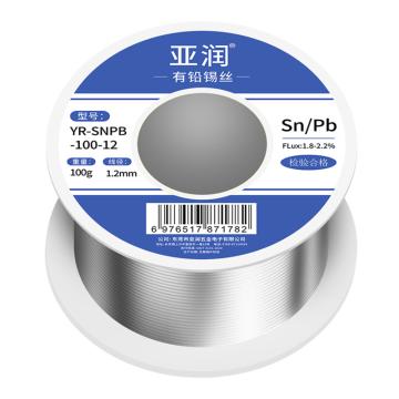 亚润 有铅锡丝 100g/线径1.2mm，YR-SNPB-100-12 SN/PB:63/37 售卖规格：1卷