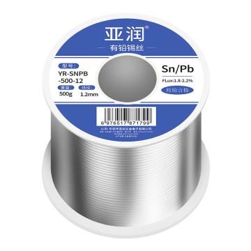 亚润 有铅锡丝 500g/线径1.2mm，YR-SNPB-500-12 SN/PB:63/37 售卖规格：1卷