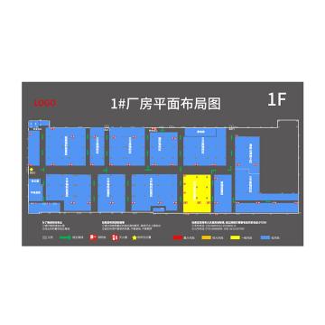 典亮 工厂平面布局图，497*800*5mm亚克力烤灰色漆内容丝印 售卖规格：1块