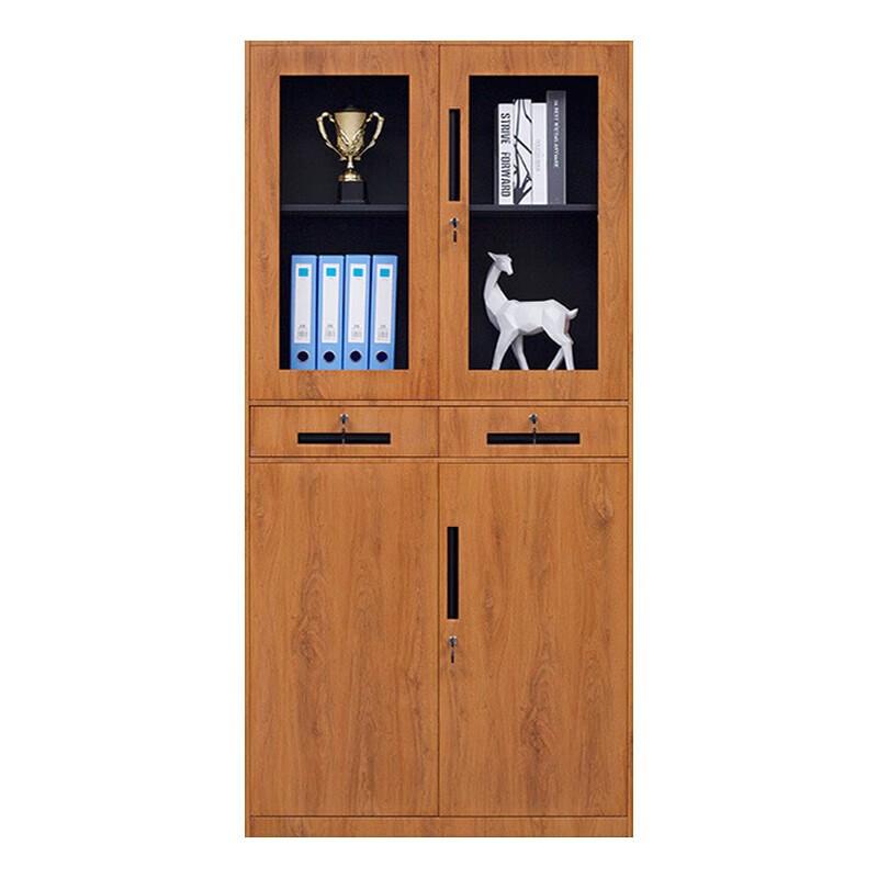 居道夫 钢制文件柜窄边拆装转印柜 黄木纹中二斗文件柜，SL-WJGC-46 900*400*1850mm 售卖规格：1个