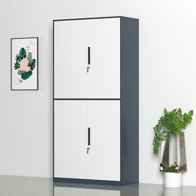 居道夫 钢制窄边文件柜拆装档案柜 灰白套色通双节，SL-WJGC-04 900*400*1850mm 售卖规格：1个