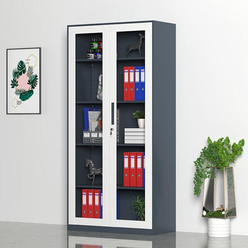 居道夫 钢制窄边文件柜拆装档案柜 灰白套色通玻，SL-WJGC-03 900*400*1850mm 售卖规格：1个