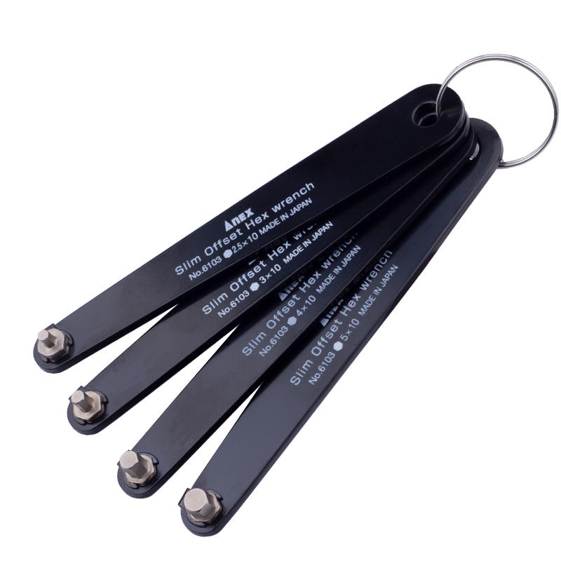 安力士牌 (ANEX)超薄轻小型内六角扳手H2.5～H5.0(4件组)，No.6103F 售卖规格：4套/套