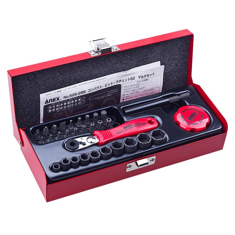 安力士牌 (ANEX)棘轮螺丝批套装(31件套)，No.525-28B 售卖规格：1套