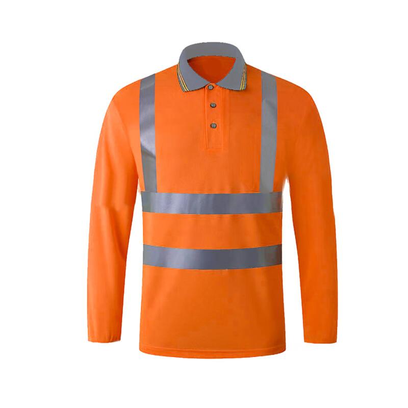 征战虎 夜间工作反光工作服荧光POLO衫 反光T恤衫 反光马甲，ZKT008荧光橙长袖 185 可定制LOGO 售卖规格：1件