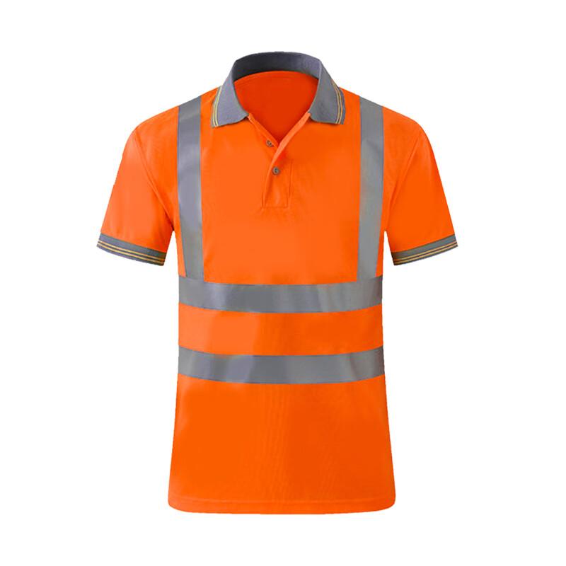征战虎 夜间工作反光工作服荧光POLO衫 反光T恤衫 反光马甲，ZKT007荧光橙短袖 185 可定制LOGO 售卖规格：1件