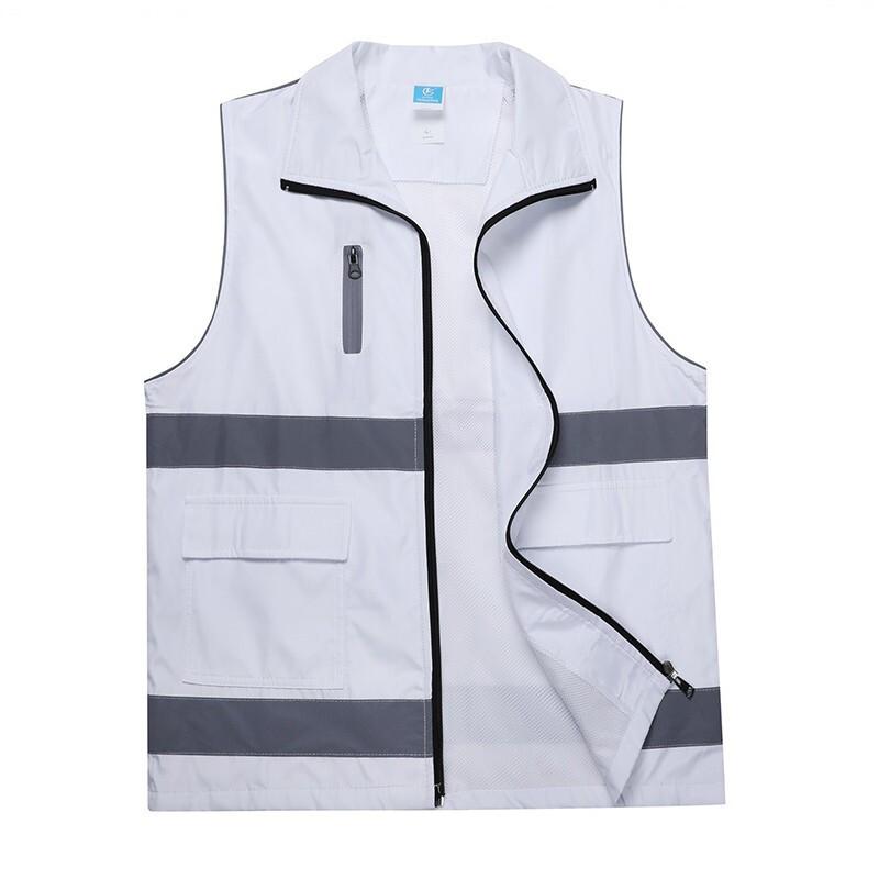 征战虎 双条反光马甲 反光马甲活动背心义工公益坎肩自愿者广告衫，ZKT004 白色 L 可定制LOGO 售卖规格：1件