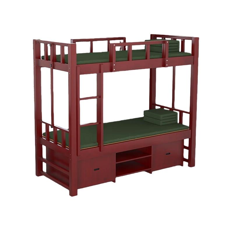 居道夫 实木双人床公寓床上下铺宿舍床木质双人床含床下柜，SL-JFJJ-13 红色/木质板材/含床下柜/上下铺/2060*940*1850mm 售卖规格：1套