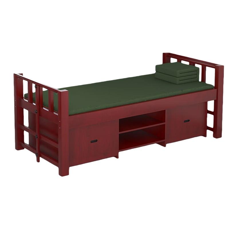 居道夫 实木单人床公寓床宿舍床木质单人床含床下柜，SL-JFJJ-12 红色/木质板材/含床下柜/2060*940*810mm 售卖规格：1张