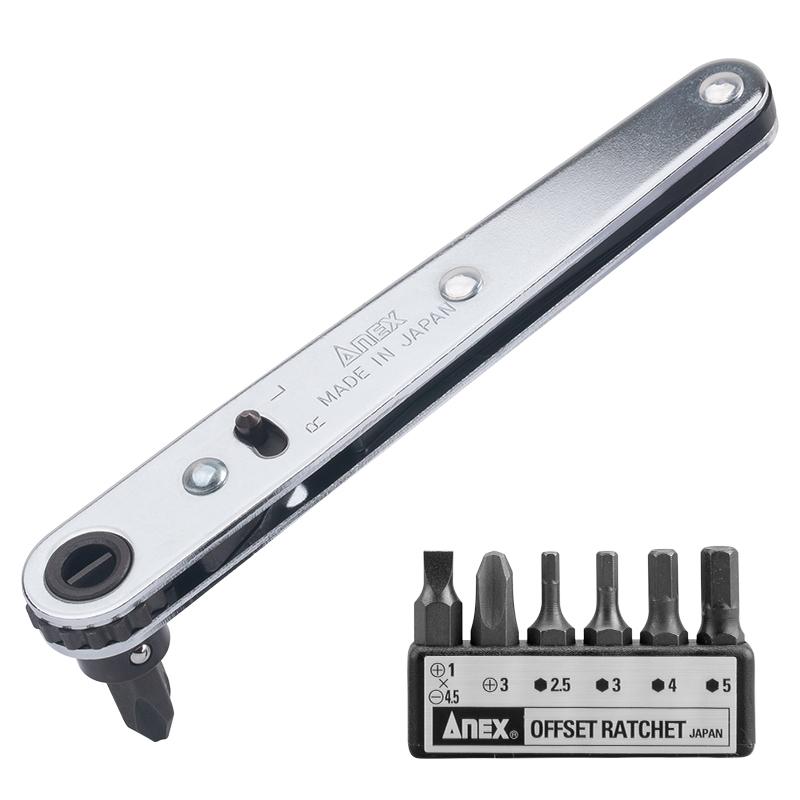 安力士牌 (ANEX)短棘轮螺丝刀-笔直型(6支装)，No.417 售卖规格：1套