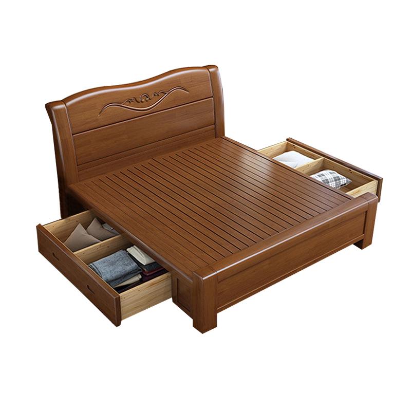 臻远 现代简约实木床,双人床,家用床,卧室床，ZY-SMC-123 1800*2000*750mm 售卖规格：1张