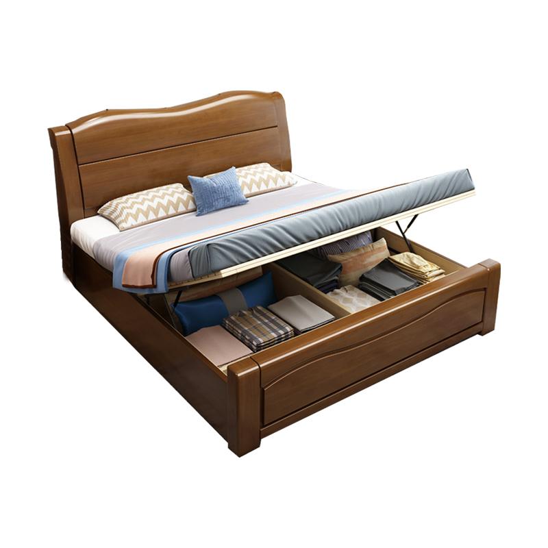 臻远 现代简约实木床,双人床,家用床,卧室床，ZY-SMC-125 1500*2000*750mm 售卖规格：1张