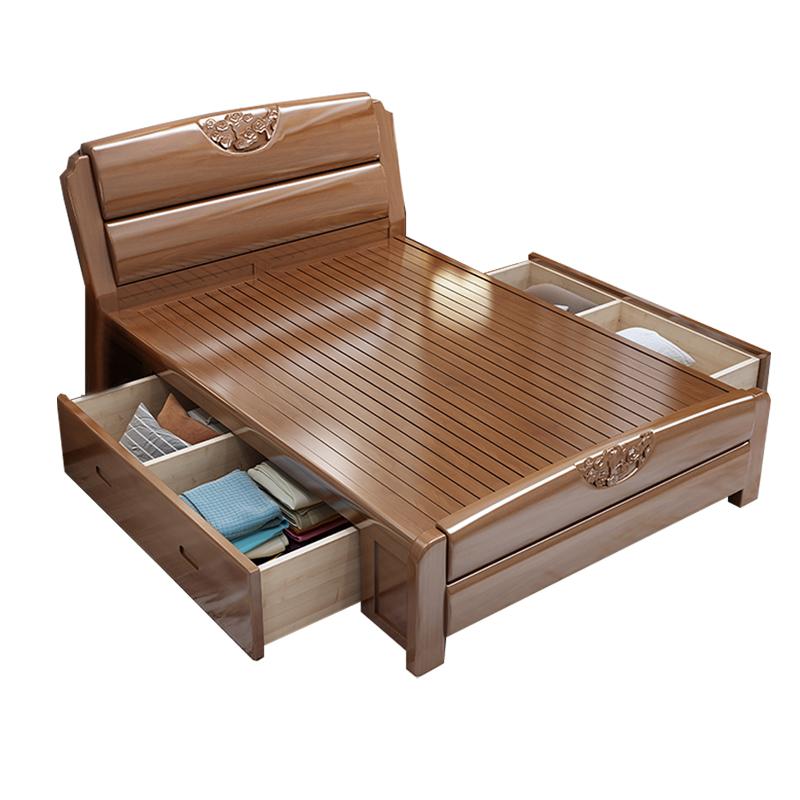 臻远 现代简约实木床,双人床,家用床,卧室床，ZY-SMC-132 1500*2000*750mm 售卖规格：1张