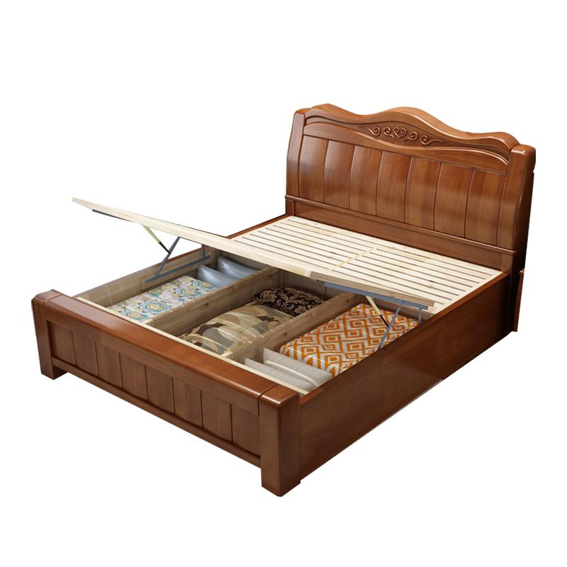 臻远 现代简约实木床,双人床,家用床,卧室床，ZY-SMC-77 1800*2000*750mm 售卖规格：1张