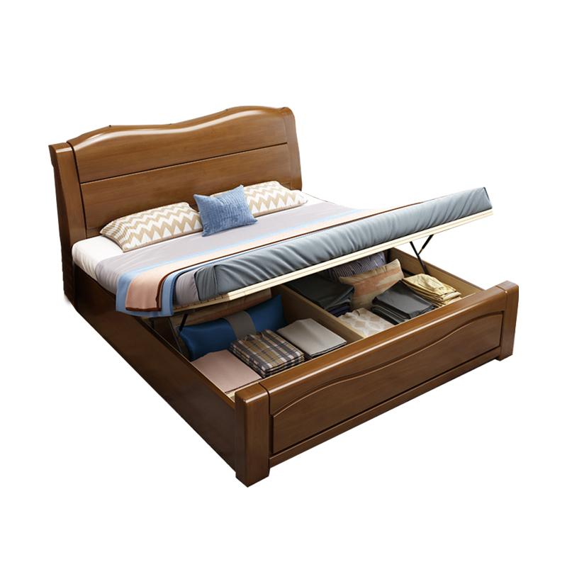 臻远 现代简约实木床,双人床,家用床,卧室床，ZY-SMC-128* 1800*2000*750mm 售卖规格：1张