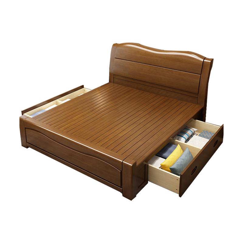 臻远 现代简约实木床,双人床,家用床,卧室床，ZY-SMC-129* 1800*2000*750mm 售卖规格：1张