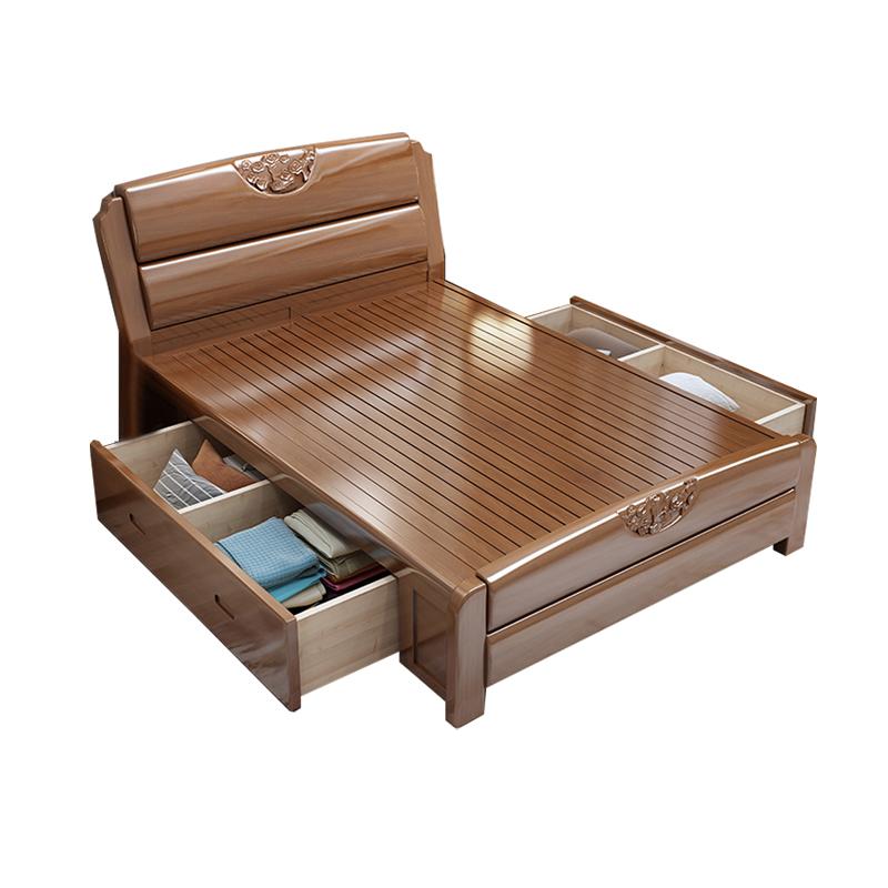 臻远 现代简约实木床,双人床,家用床,卧室床，ZY-SMC-135* 1800*2000*750mm 售卖规格：1张