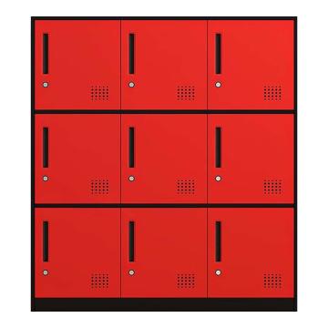 震怡 书包柜9门红色，ZY-SBG9R 900*400*1000mm 厚度0.6mm 售卖规格：1台