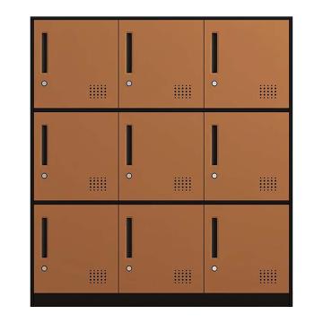 震怡 书包柜9门咖色，ZY-SBG9C 900*400*1000mm 厚度0.6mm 售卖规格：1台