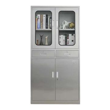 震怡 不锈钢中二斗文件柜201款，ZY-BXGWJGZED01 900*400*1800mm 厚度0.5mm 售卖规格：1台