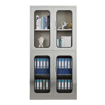 震怡 不锈钢通双节玻开文件柜201款，ZY-BXGWJGTSJB01 900*400*1800mm 厚度0.5mm 售卖规格：1台