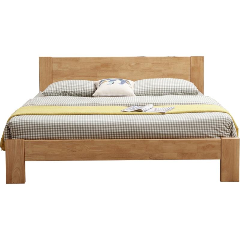 居道夫 实木床卧室床北欧床公寓床家用床 1.8米，JDF-SMC-176 原木色 售卖规格：1张