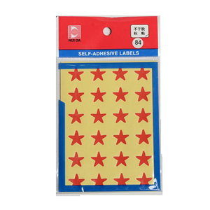 惠达海普 红色五角星自粘性标签，HD-84 红色 直径16mm（12张/包） 售卖规格：1包