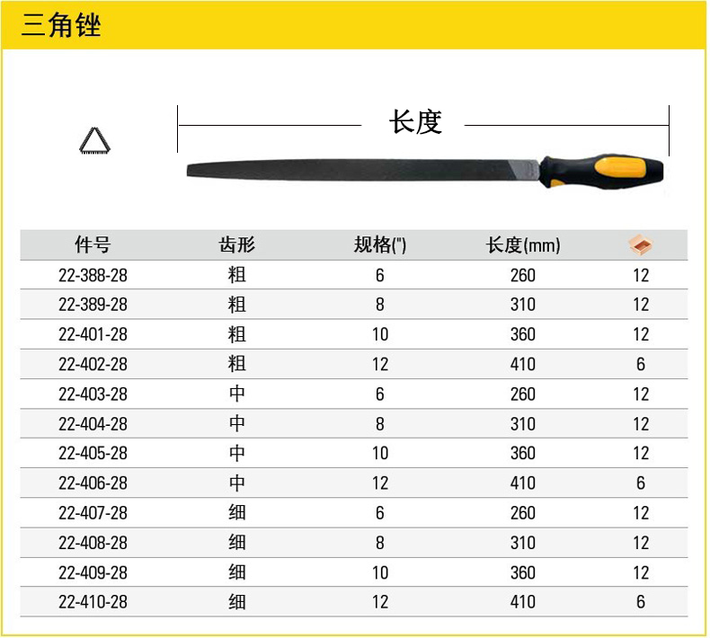史丹利三角锉,中齿,8",22-404-28