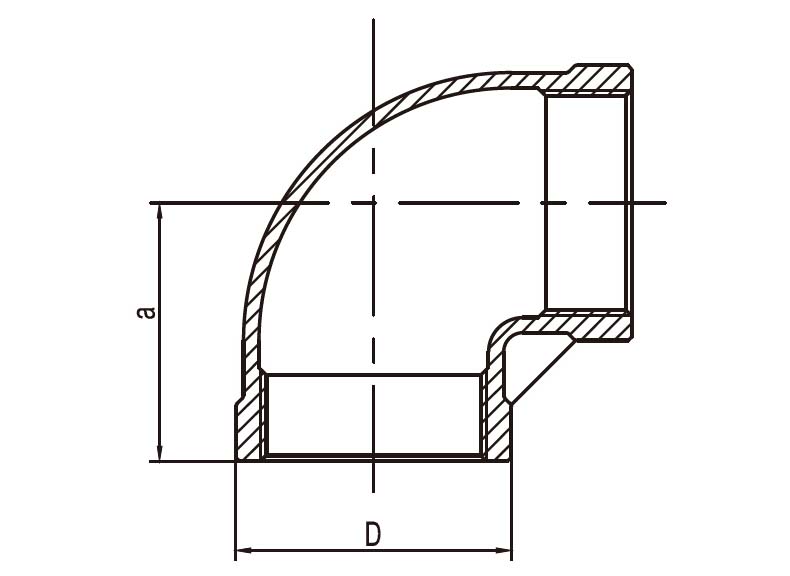 raxwell 不锈钢304内丝90°弯头,1_1/4,dn32,pt螺纹 产品尺寸