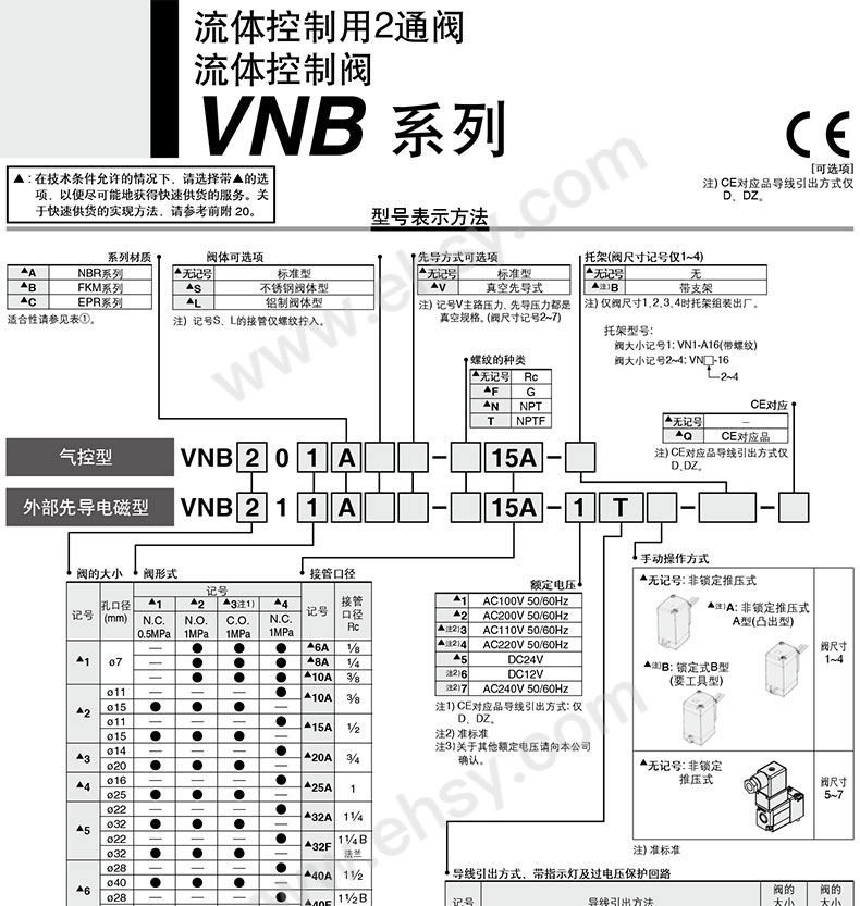 SMC VNB系列,流体控制用2通阀，型号：VNB211A-15A-5D【多少钱 规格参数 图片 采购】-西域