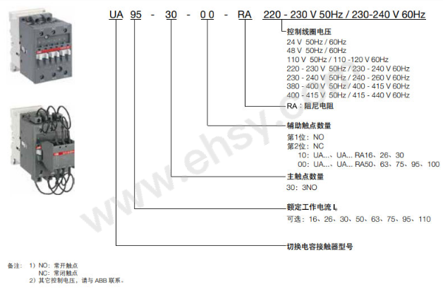 ABB UA 切换电容器专用交流接触器，UA50-30-11*24V50/60HZ 10092804 售卖规格：1个【多少钱 规格参数 图片 ...