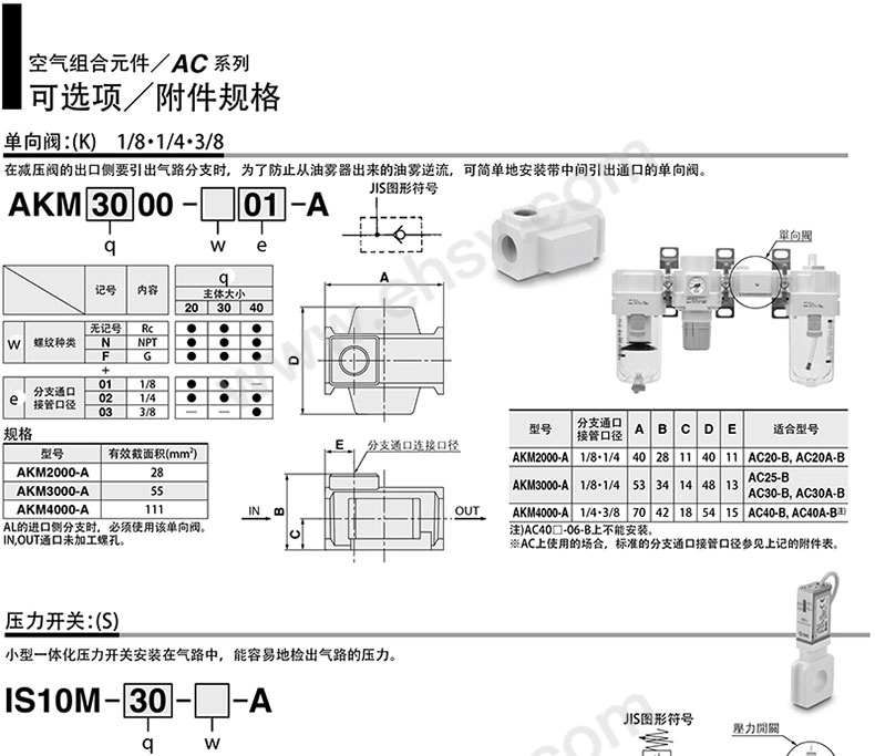 SMC 二联件，AC50B-06G-B 空气过滤器+减压阀 售卖规格：1个【多少钱 规格参数 图片 采购】-西域