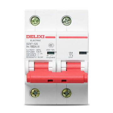 德力西/DELIXI 微型断路器，DZ471252D100 DZ47-125 2P li(D) 100A 售卖规格：1个