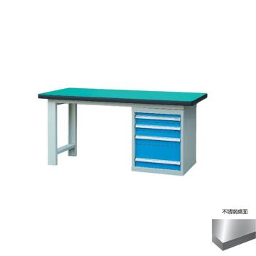 锐德 50mm不锈钢桌面单侧4抽柜重型工作桌，RD1503AB 1500W×750D×800H,载重:1000kg,不含安装 售卖规格：1个