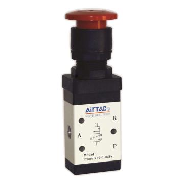 亚德客/AirTAC M5PM二位五通蘑菇头按钮型机械阀，M5PM210-06-R 按钮红色 售卖规格：1个