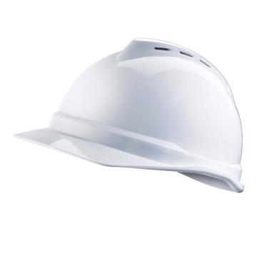 梅思安MSA V-Gard ABS豪华型安全帽，10172476，白 超爱戴帽衬 D型下颏带