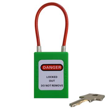 都克 细头钢缆安全挂锁，PS52-绿 铝头直径4.5mm 通开型 售卖规格：1把