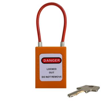 都克 细头钢缆安全挂锁，PS52-橙 铝头直径4.5mm 通开型 售卖规格：1把