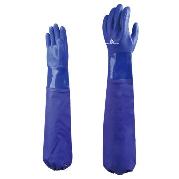 代尔塔DELTAPLUS PVC防化手套，201766-10，超长袖口 62cm 棉衬里VE766