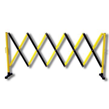 迈邦 伸缩隔离栏，铁边柱铝网格，高950mm，长290-3200mm，B2A，自带滚轮，黄/黑，B2A-加滚轮 黄/黑 售卖规格：1个