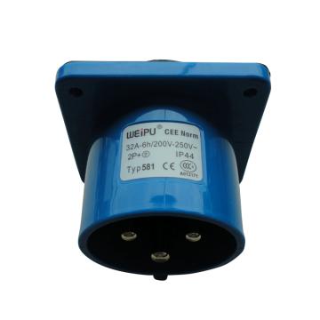 威浦 TYP系列暗装直式器具输入工业插座，581 3P 32A 230V IP44 蓝色 售卖规格：10只/盒