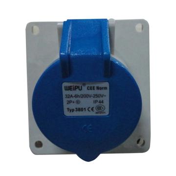 威浦 TYP系列暗装斜式工业插座，3801 3P 32A 230V IP44 蓝色 售卖规格：10只/盒