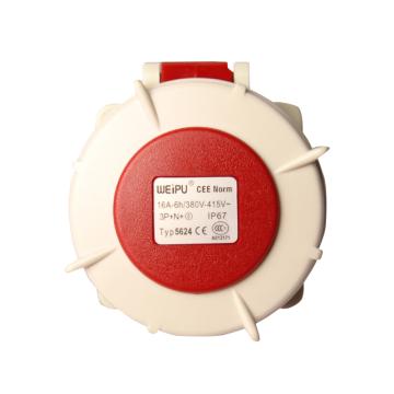 威浦 TYP系列暗装直式工业插座，5624 5P 16A 400V IP67 红色 售卖规格：10只/盒