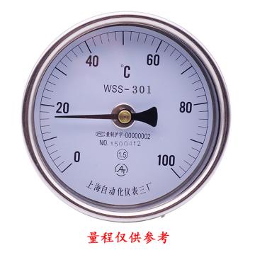 上仪 不锈钢双金属温度计，WSS-301轴向(直型),Φ60 可动外螺纹,M16*1.5,L=400mm,0-500°C,2.5级 售卖规格：1个