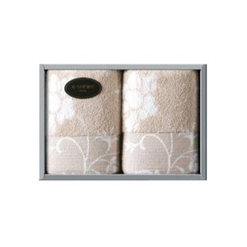 金号/KINGSHOR 毛巾套装，无捻双层 SK1056 心叶物语系列1 方巾两条 售卖规格：1盒